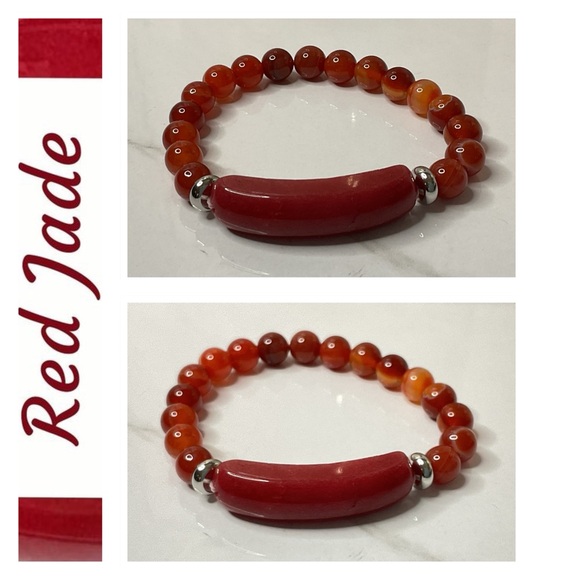 🐘🐘 Natural Red Jade Men’s Bracelet - Picture 1 of 6